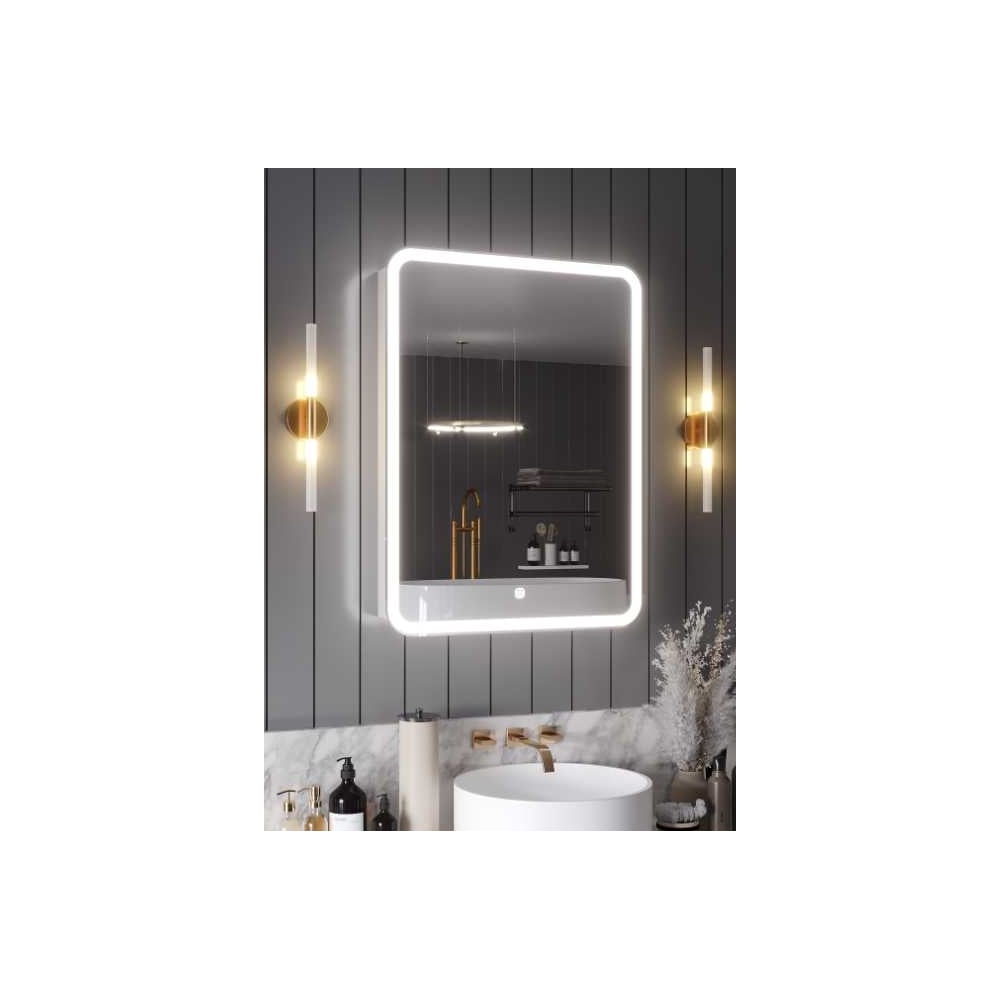 Изображение товара Зеркало-шкаф с LED подсветкой ХЕЛЕНА 500x800 мм белый современный стиль