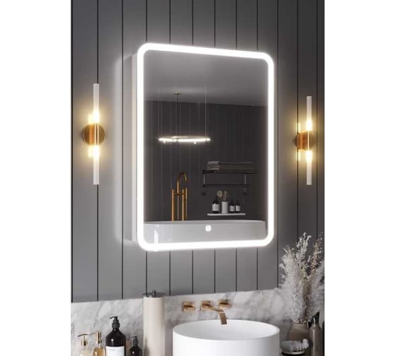 Изображение товара Зеркало-шкаф SANTREK HOME с LED подсветкой левое "ХЕЛЕНА" 600x800мм 319286