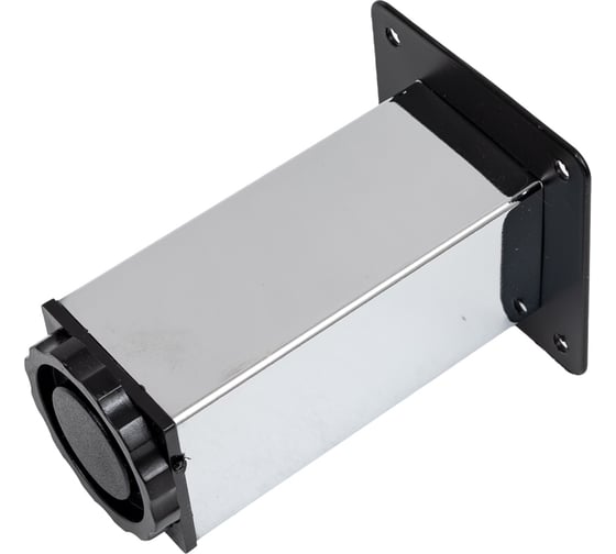 Изображение товара Ножка GTV квадратная, 40x40 мм, хром, черное крепление, 100 мм с регулировкой NM-SQ40ADJ-100