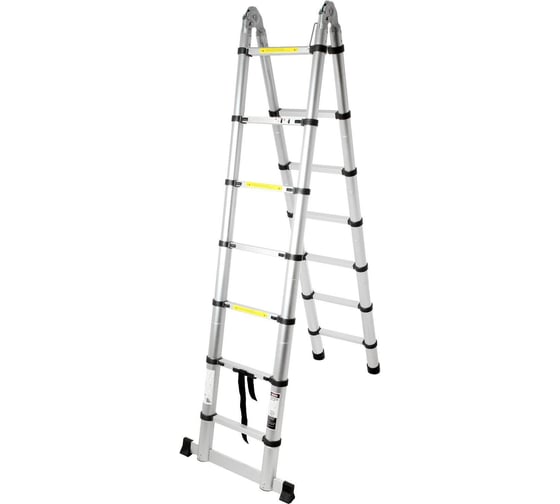 Изображение товара Телескопическая стремянка-лестница ТУНДРА раскладная, алюминиевая, 2.2x2.2 м 5239895