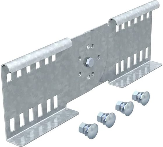 Изображение товара Соединитель OBO Bettermann LGVG 110 FS, шарнирный, для лестничных лотков, L=360, сталь, конвейерный цинк (10 штук/упаковка) 6216650