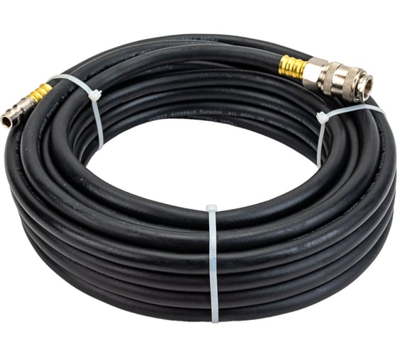 Изображение товара Шланг резиновый с быстросъемными соединениями и защитой от перегибов на концах Pegas (10 м; 6.5х12 мм; черный) Pegas pneumatic 4901