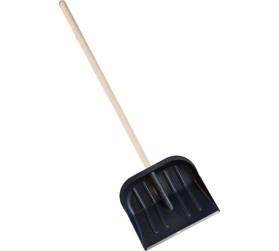 Изображение товара Лопата пластиковая ООО Агростройлидер №6 460x400мм с оцинкованной планкой с деревянным черенком 1200мм в сборе СНЕГ-01.19.1