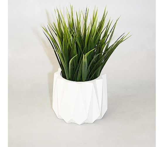 Изображение товара Кашпо для цветов Сады Аурики "Геометрия" белый h-10см d-8,5см 065970