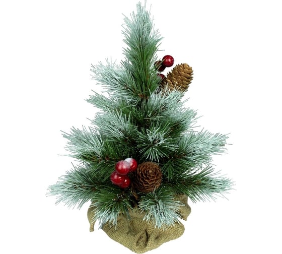 Изображение товара Ель BEATREES Ice Tiffany зеленая заснеженная с шишками и ягодами в мешке 0.3 м 10 1020730