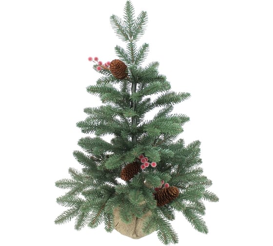 Изображение товара Ель BEATREES Декоративная зеленая с шишками и ягодами в мешке 0.6 м 1036060
