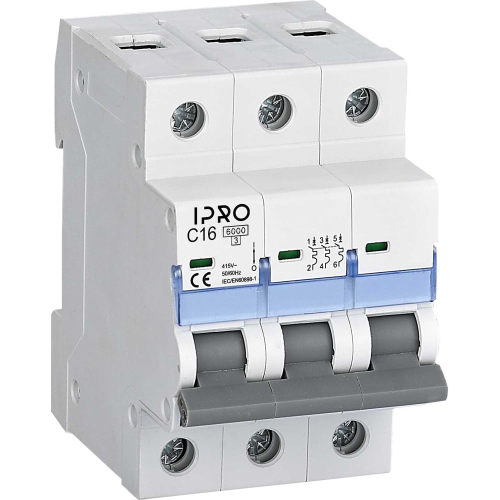 Изображение товара Автоматический выключатель IPRO 3фазы 16а 6кА 13447