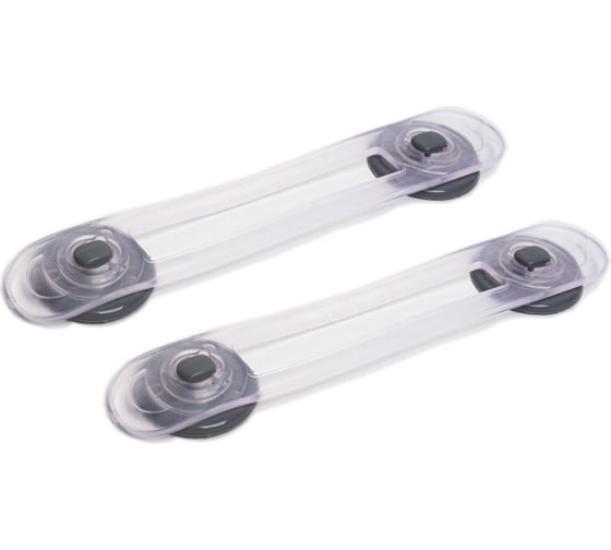 Изображение товара Гибкий фиксатор, блокиратор для холодильника, СВЧ, крышки унитаза 100 Baby Safety 2 шт., прозрачные/серый, скотч в комплекте 4670006471195