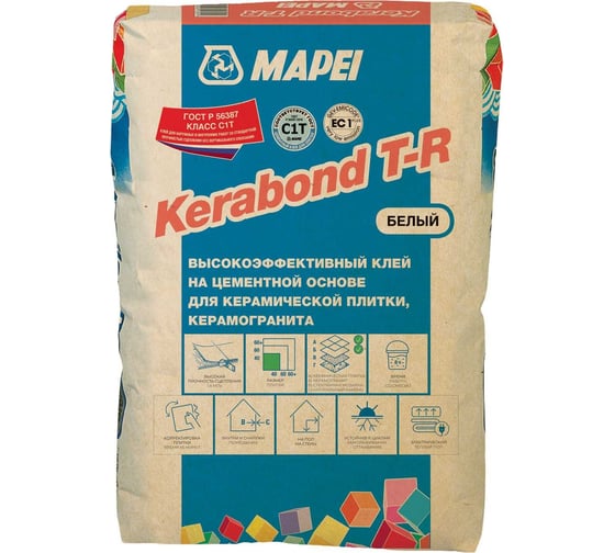 Изображение товара Плиточный клей MAPEI KERABOND T-R белый, 25 кг 0012725