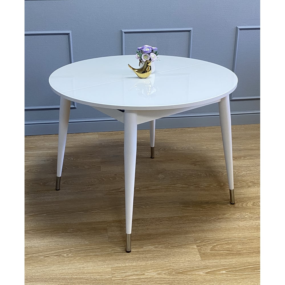 Изображение товара Стол KENNER K1000 белый глянец со стеклом и механизмом раскладывания