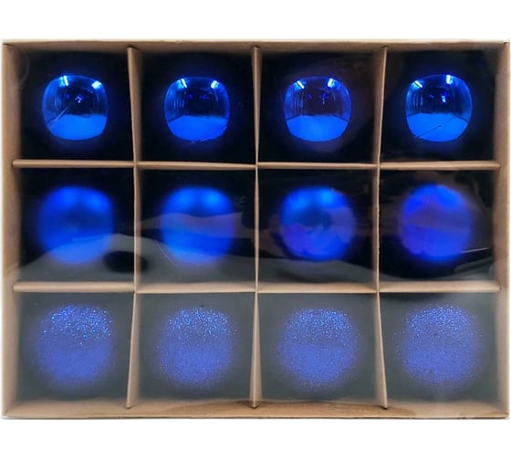 Изображение товара Набор елочных шаров Winter Glade пластик, 6 см, 12 шт., синий микс 6012G004