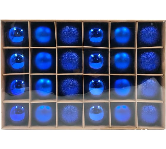 Изображение товара Набор елочных шаров Winter Glade пластик, 6 см, 24 шт., синий микс 6024G004