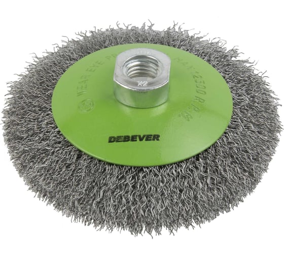 Изображение товара Щетка коническая волнистая 115 мм, M14, сталь 0.30 мм DeBever DB80162097