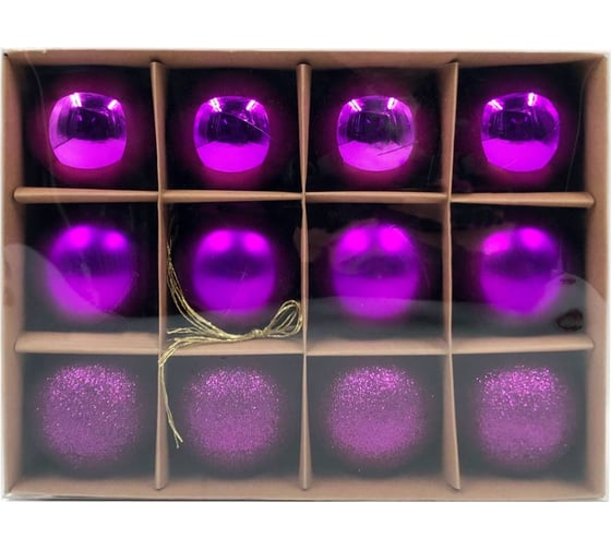 Изображение товара Набор елочных шаров Winter Glade пластик, 6 см, 12 шт., фиолетовый микс 6012G005