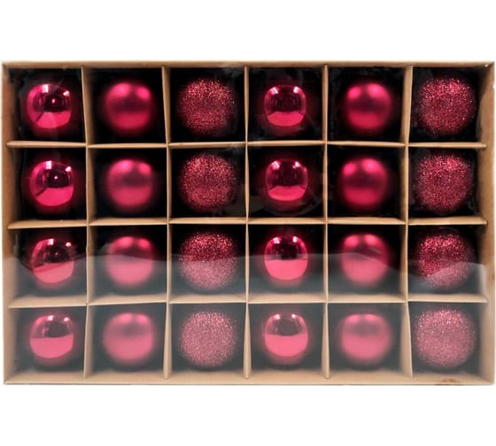 Изображение товара Набор елочных шаров Winter Glade пластик, 6 см, 24 шт., красный микс 6024G003