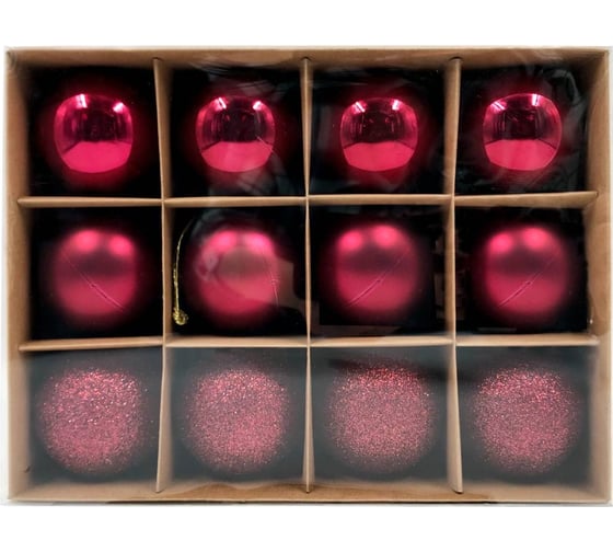 Изображение товара Набор елочных шаров Winter Glade пластик, 6 см, 12 шт., красный микс 6012G003