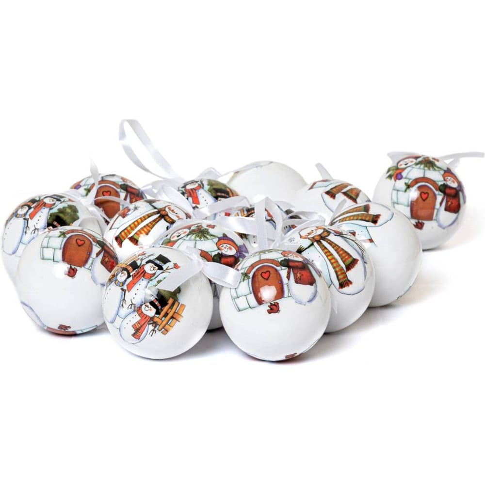 Изображение товара Набор елочных шаров Winter Glade папье-маше, 14 шт, разноцветные украшения для елки