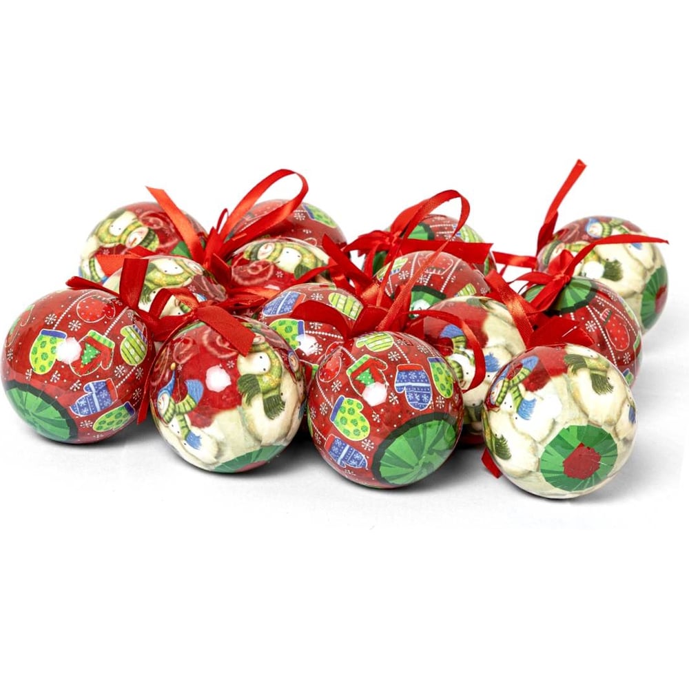 Изображение товара Набор елочных шаров Winter Glade папье-маше 14 шт разноцветных для Нового Года