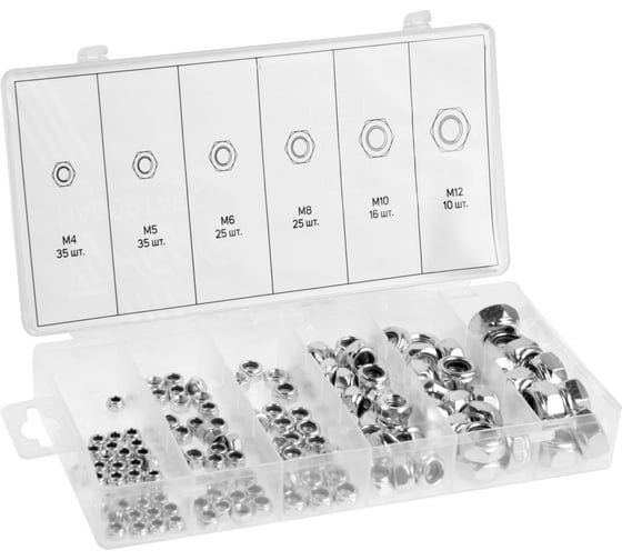 Изображение товара Набор гаек с нейлоновым кольцом ТУНДРА krep 146 предметов 2919816