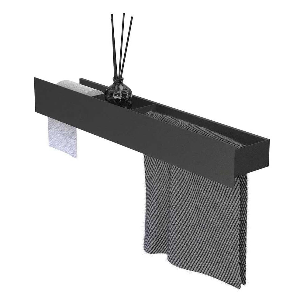 Изображение товара Полка-полотенцедержатель Граф Держалкин Skyline trio 70x13x9 с бумагодержателем, черная Fl-sky-tr70тбпп-ч Изображение товара Полка-полотенцедержатель Граф Держалкин Skyline trio 70x13x9 с бумагодержателем, черная Fl-sky-tr70тбпп-ч