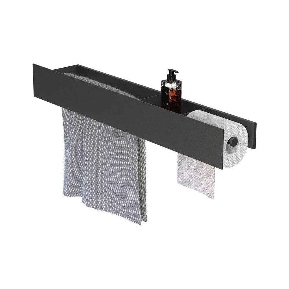 Изображение товара Полка-полотенцедержатель Граф Держалкин Skyline trio 70x13x9 с бумагодержателем, черный Fl-sky-tr70пптб-ч Изображение товара Полка-полотенцедержатель Граф Держалкин Skyline trio 70x13x9 с бумагодержателем, черный Fl-sky-tr70пптб-ч