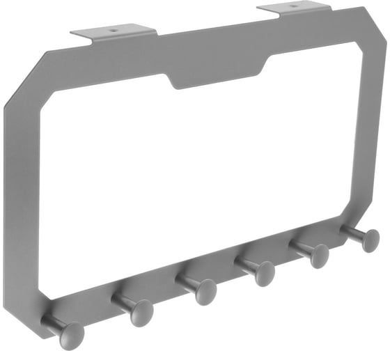Изображение товара Вешалка на дверь ТУНДРА 6 крючков, самоклеящаяся, цвет серый 9714574