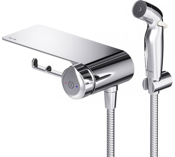 Изображение товара Гигиенический набор со смесителем для душа с полкой, держателем туалетной бумаги AM.PM X-Joy TouchReel F0H85A800