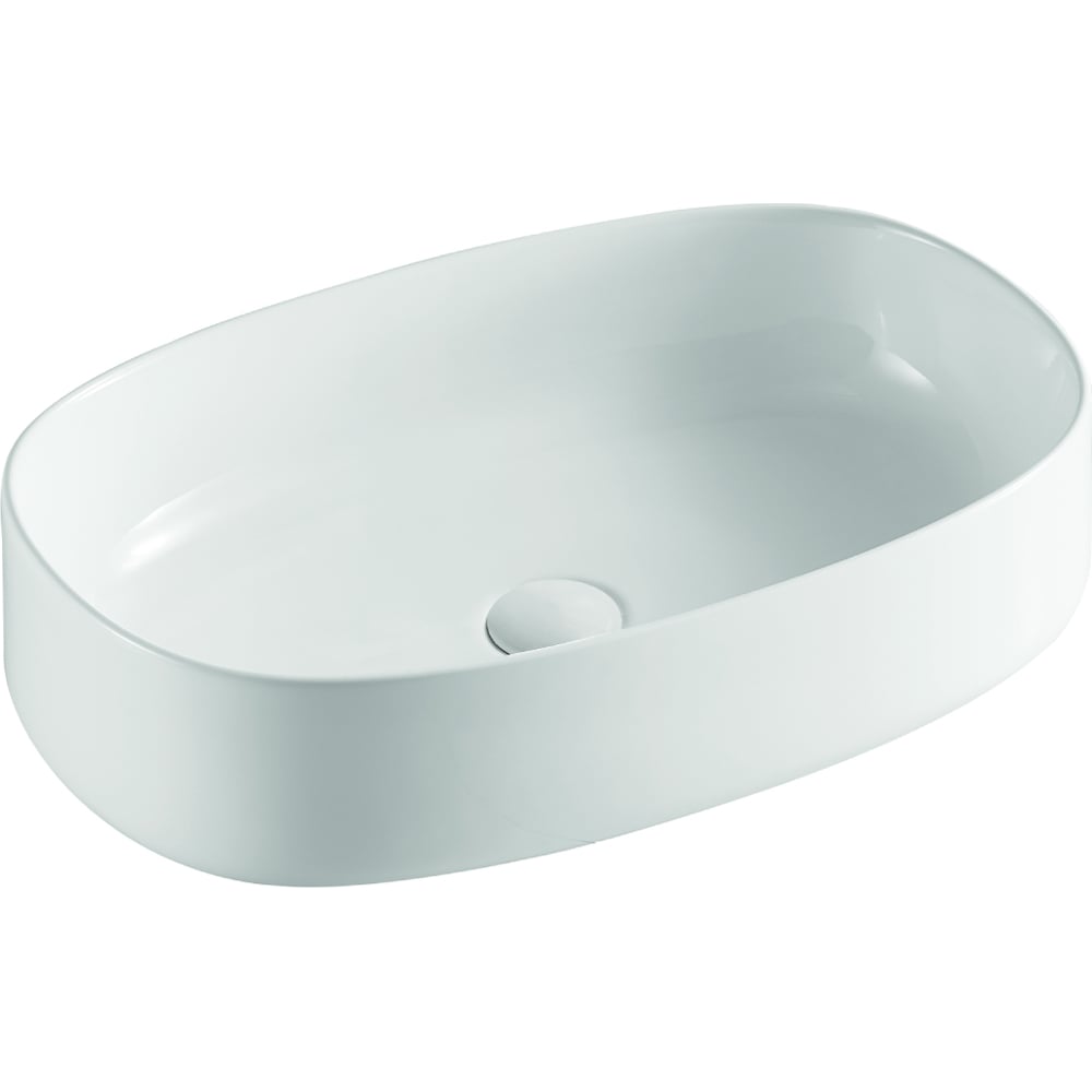 Изображение товара Накладная раковина ORANGE B07-540W из санфарфора глянцевая овальная для современной ванной