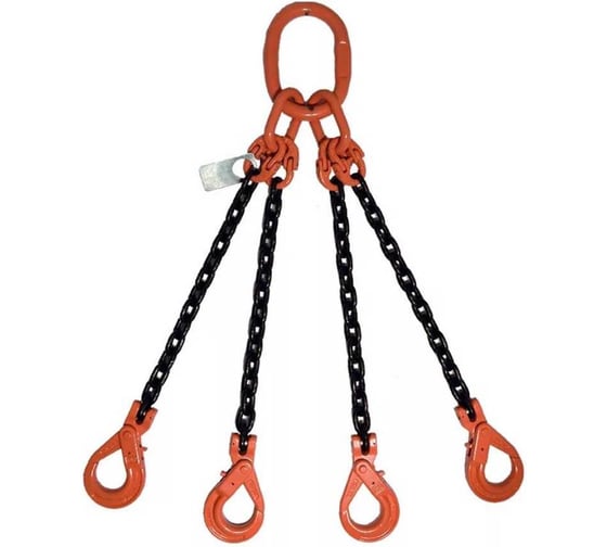 Изображение товара Четырехветвевой цепной строп ТРАСТ 4сц 6,7 тн, 5500 мм, с увеличенным звеном для автокрана, крюки самозапирающиеся, 8 класс 4687203985028