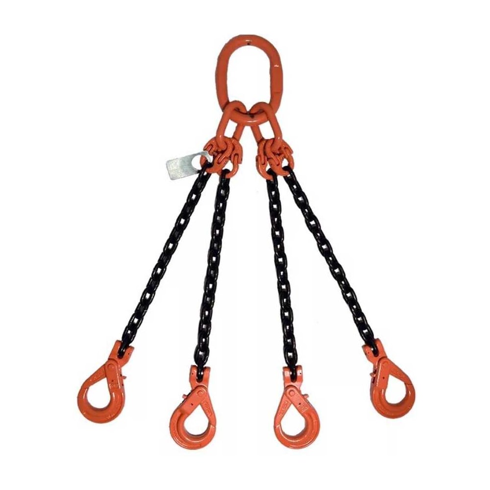 Изображение товара Четырехветвевой цепной строп ТРАСТ 4сц 6,7 тн, 2000 мм, с увеличенным звеном для автокрана, крюки самозапирающиеся, 8 класс 4687203984588