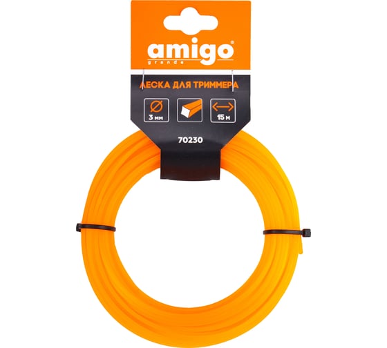 Изображение товара Леска для триммера 3 мм, квадрат, 15 м AMIGO 70230