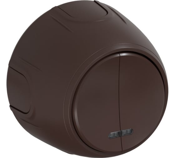Изображение товара Накладной наружный двойной выключатель OneKeyElectro Rotondo с подсветкой, цвет коричневый. 7700868