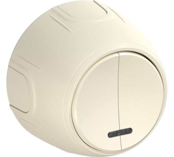 Изображение товара Накладной наружный двойной выключатель OneKeyElectro Rotondo с подсветкой, цвет бежевый. 7700867
