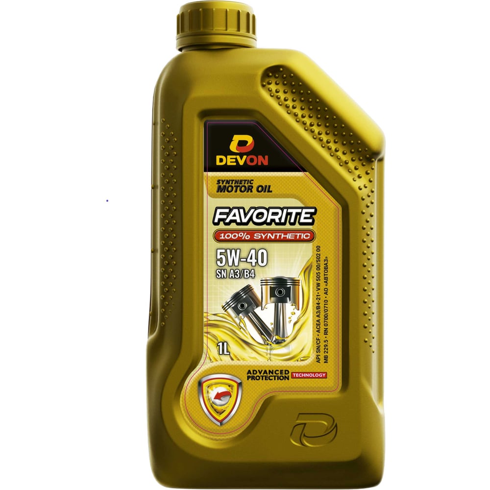 Изображение товара Моторное масло Devon Favorite SAE 5W-40 SN A3/B4, канистра 1л
