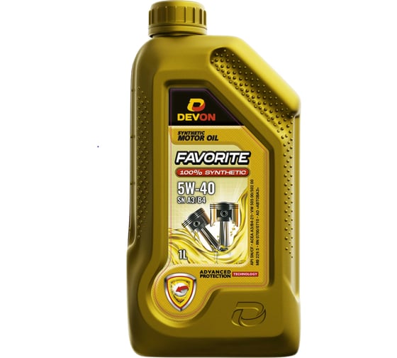 Изображение товара Моторное масло Devon Favorite SAE 5W-40 SN A3/B4, канистра 1л 338663842