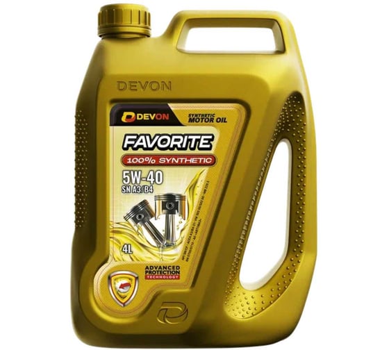 Изображение товара Моторное масло Devon Favorite SAE 5W-40 SN A3/B4, канистра 4л 338663841