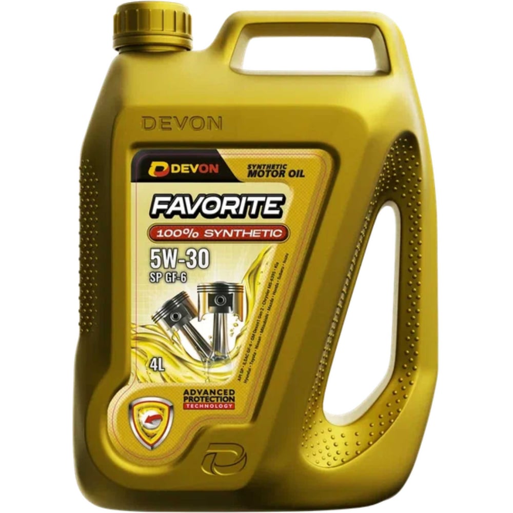 Изображение товара Моторное масло Devon Favorite SAE 5W-30 SP GF-6 4л синтетика для легковых автомобилей