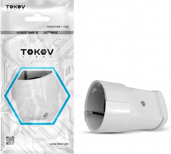 Изображение товара Переносная розетка TOKOV ELECTRIC 16А 250В с заземлением белая TKL-STZ-C01