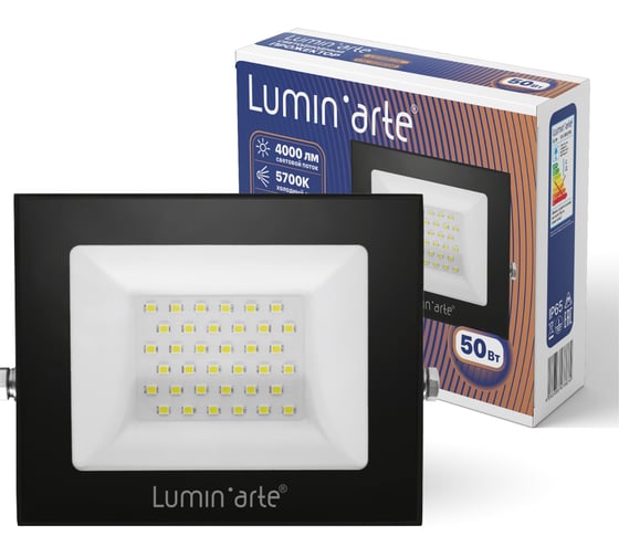 Изображение товара Светодиодный прожектор Lumin'arte 50Вт, 5700К Холодный свет, IP65, 4000Лм, черный LFL-50W/06