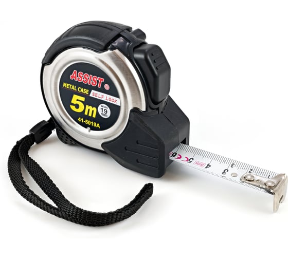 Изображение товара Рулетка Assist измерительная 5 метров с автостопом, лента 1 класс, 19 мм, OP0519 ASSISTOP0519