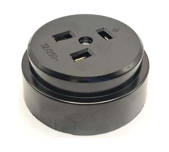 Изображение товара Разъем РШ-ВШ TOKOV ELECTRIC ОП 32А 250В 2P+PE круглый черный TKL-OVOP-2P+PE-C05