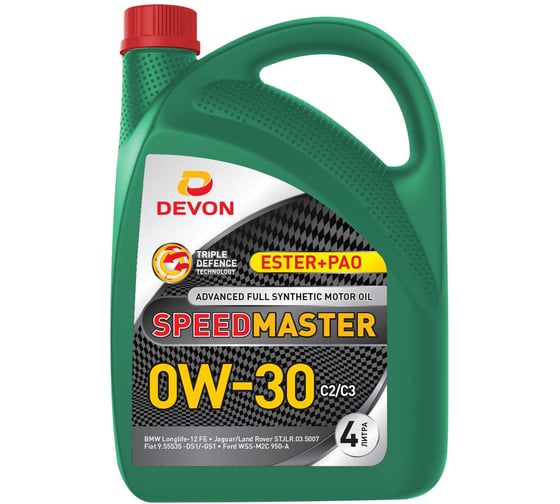 Изображение товара Моторное масло Devon Девон Speed Master SAE 0W-30, C2/С3, канистра 4 л 338663978