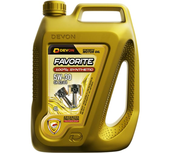 Изображение товара Моторное масло Devon Девон Favorite SAE 5W-30, SN, A3/B4, канистра 4 л 338663840
