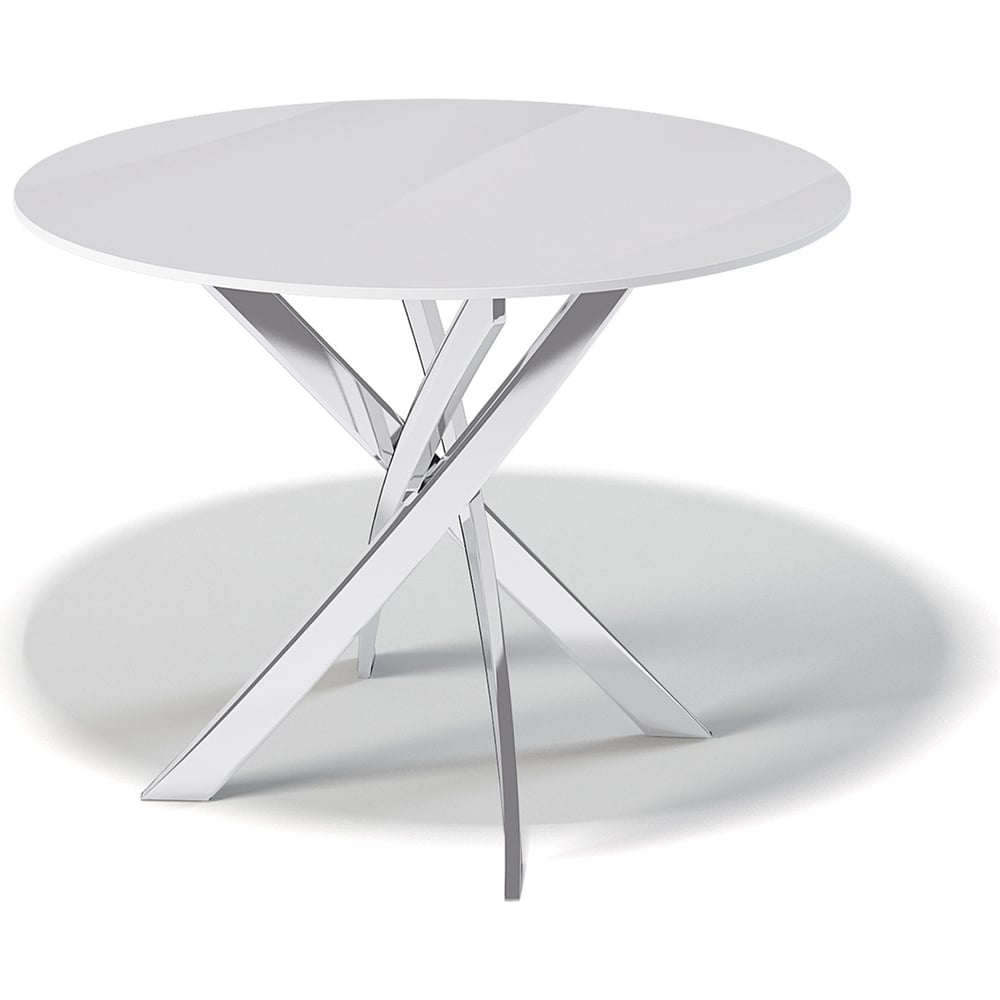 Изображение товара Стол KENNER R1000 хром и белое стекло круглый с глянцевой поверхностью
