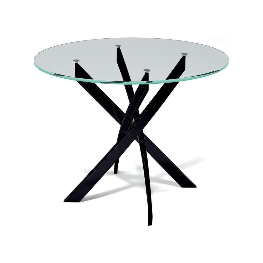 Изображение товара Стол KENNER R1000 черный со стеклянной столешницей 1000x1000 мм