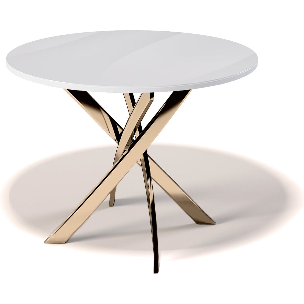 Изображение товара Стол KENNER R1000 с белой стеклянной столешницей и золотым каркасом