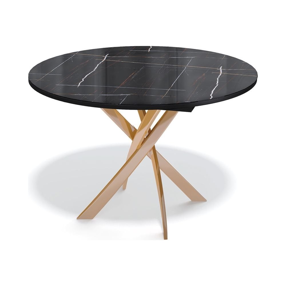 Изображение товара Стол раздвижной KENNER R1100 с механизмом бабочка черный глянец и золото