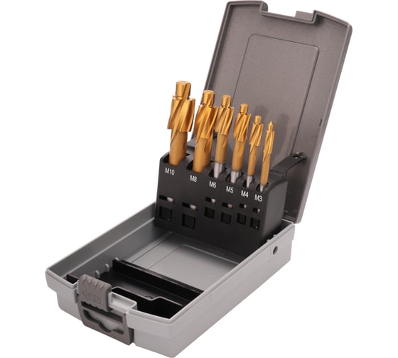 Изображение товара Набор цековок 180 градусов, М3-M10, HSS-TiN, 6 шт RUKO 102452TRO