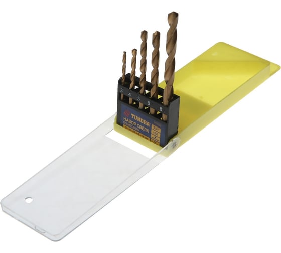 Изображение товара Набор сверл по металлу HSS TiN, цилиндрический хв-к, 3-4-5-6-8 мм, 5 шт ТУНДРА 1119696