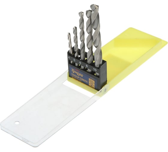 Изображение товара Набор сверл по металлу HSS, цилиндрический хв-к, 4-5-6-8-10 мм, 5 шт ТУНДРА 1119692